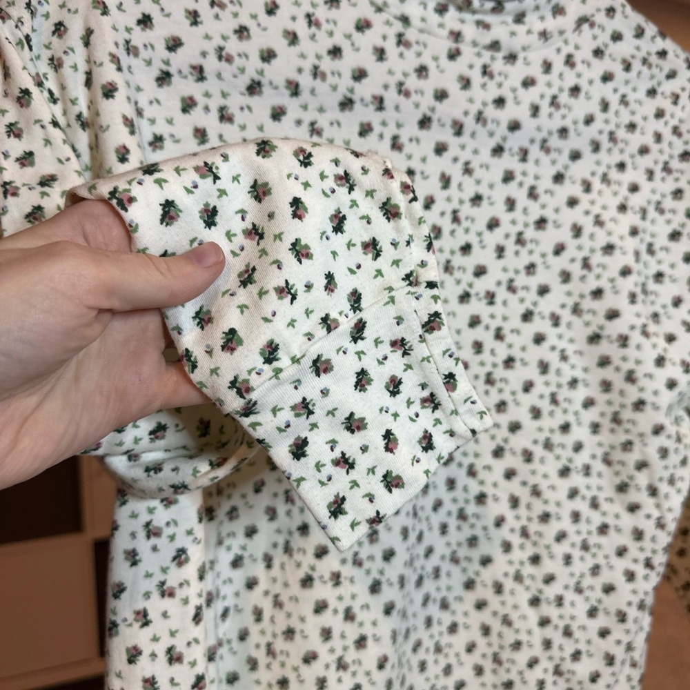 ✨Grandma Core | Cream Longsleeve Top with pattern | XL | Made in Switzerland - Picture 5 of 8